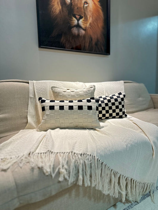 Black and White Braided Baguette Pillow 40x40