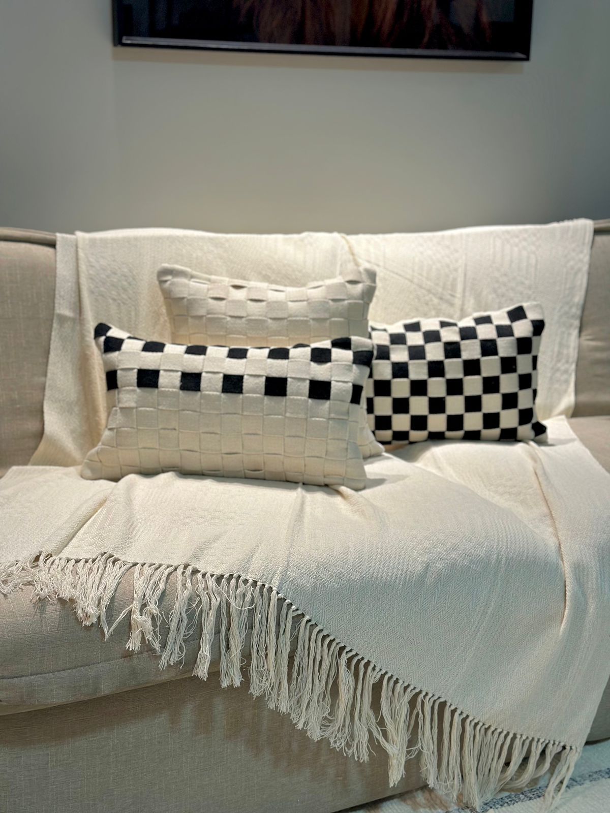 Black and White Braided Baguette Pillow 40x40