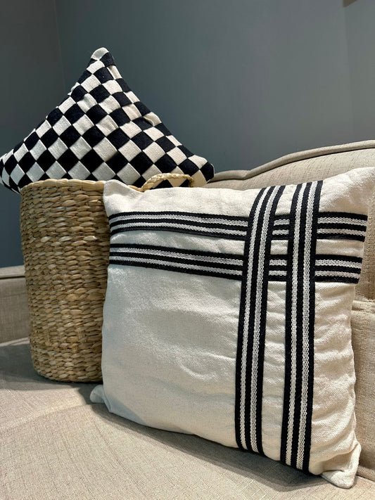 Classic White and Black Weave Cushion 40x40