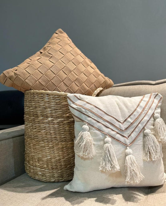 White Braided Pillow 40x40