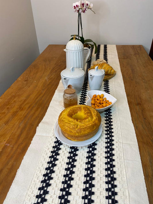 Floral Table Runner with Cotton Borders 0.4 x 1.60