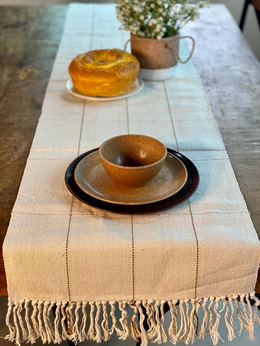 Striped Table Runner with Fringes 0.4 x 1.60