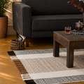 Tapis Rayé Beige et Noir 1,50 x 2,00 mètres