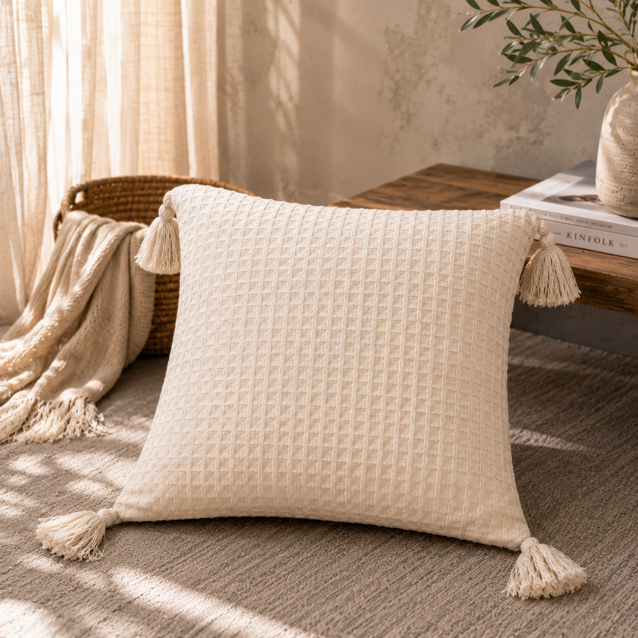 Zafira Cushion with White Pompom 40x40