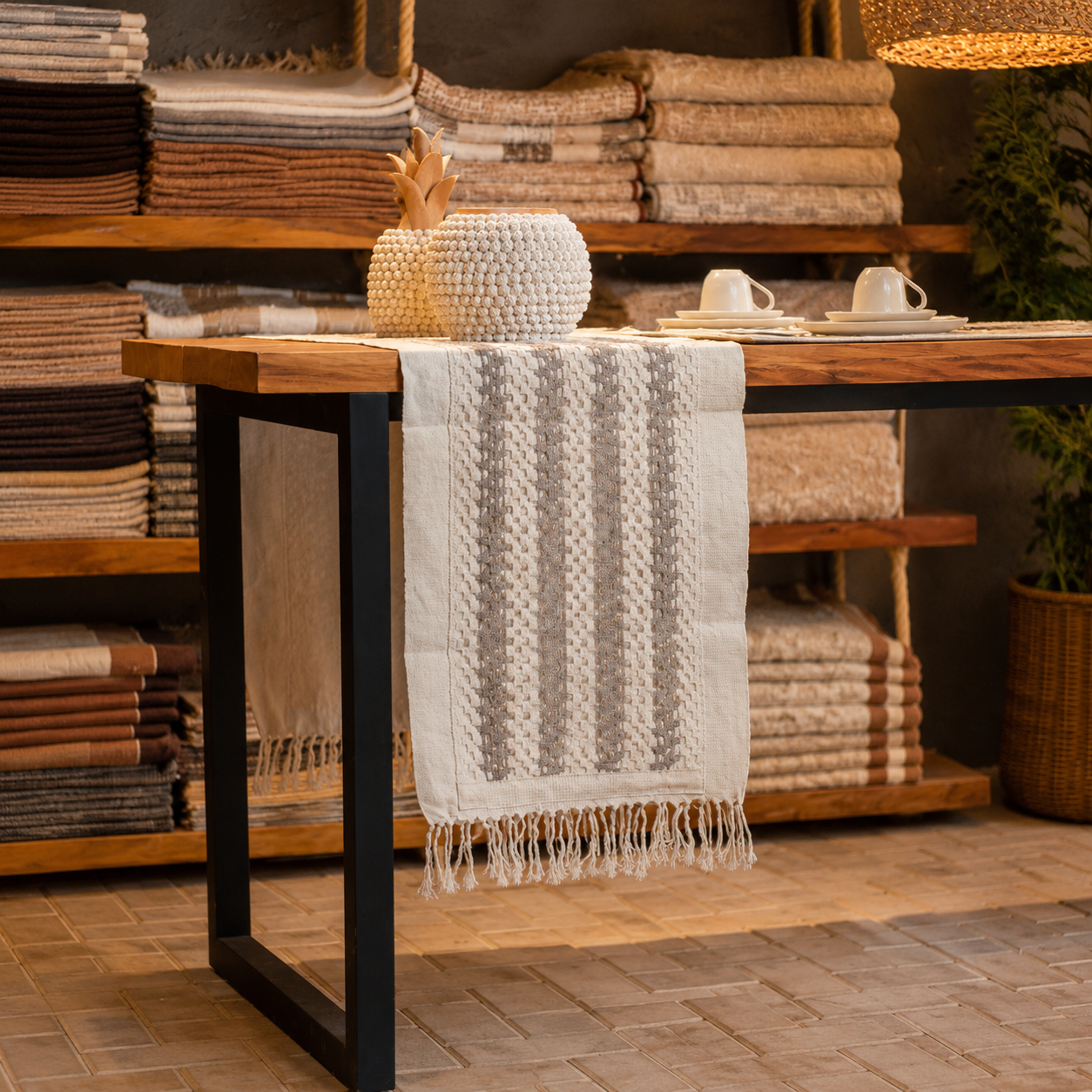 Braided Table Runner with Fringes 0.4 x 1.60