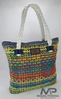 Mochila de crochet colorida 40x60