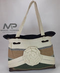 Bolsa de crochet con flor decorativa 40x60
