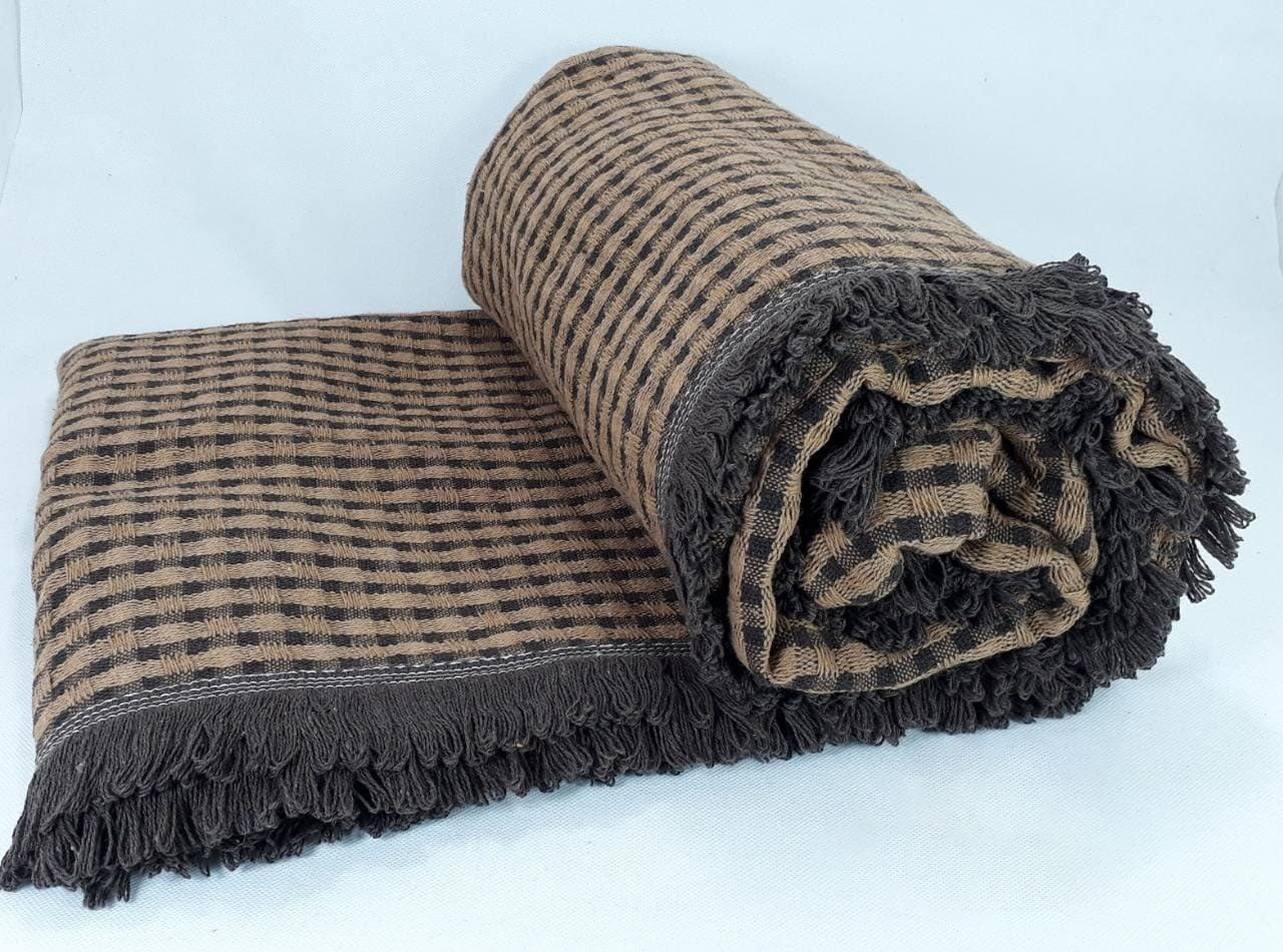 Brown and Black Plaid Blanket