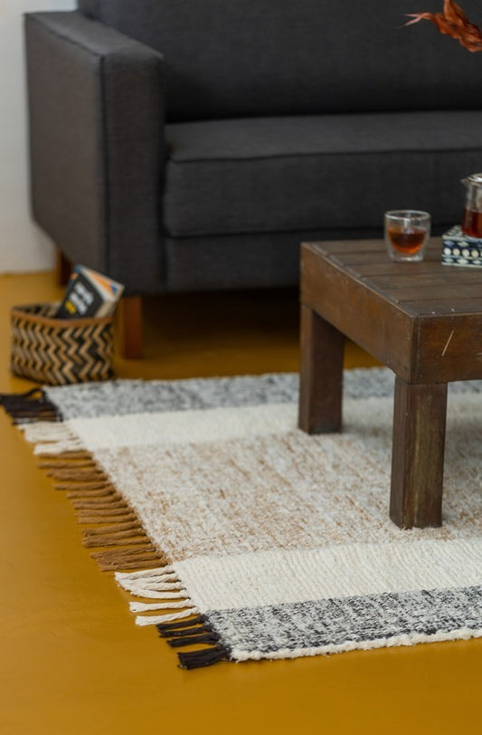 Beige and Black Striped Rug 1.50 x 2.00 meters
