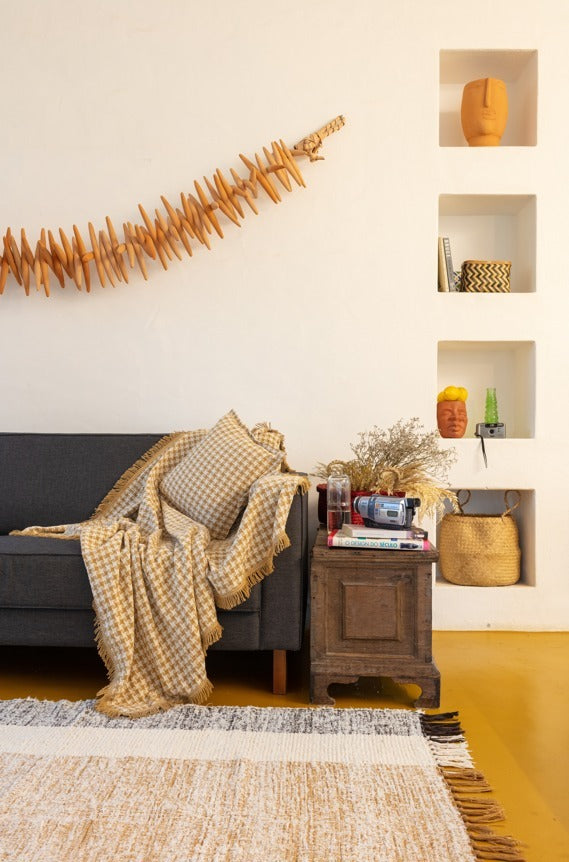 Beige and Black Striped Rug 1.50 x 2.00 meters