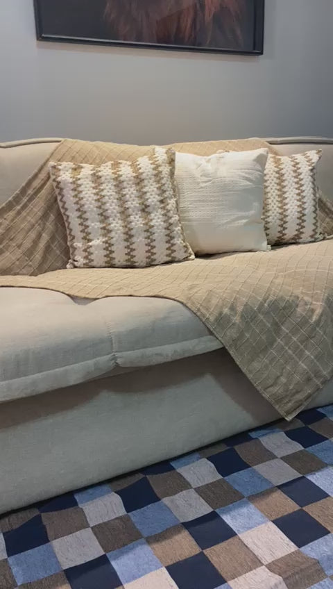 Blue and Brown Checkered Rug 1.50 x 2.00 meters